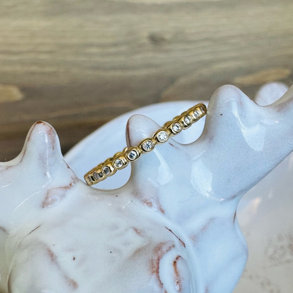 14KYG Beaded Diamond Eternity Ring Band - Picture 8 of 11